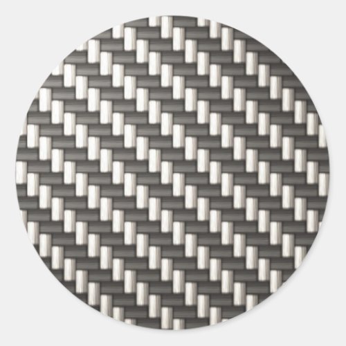 Reflective Carbon Fiber Textured Classic Round Sticker