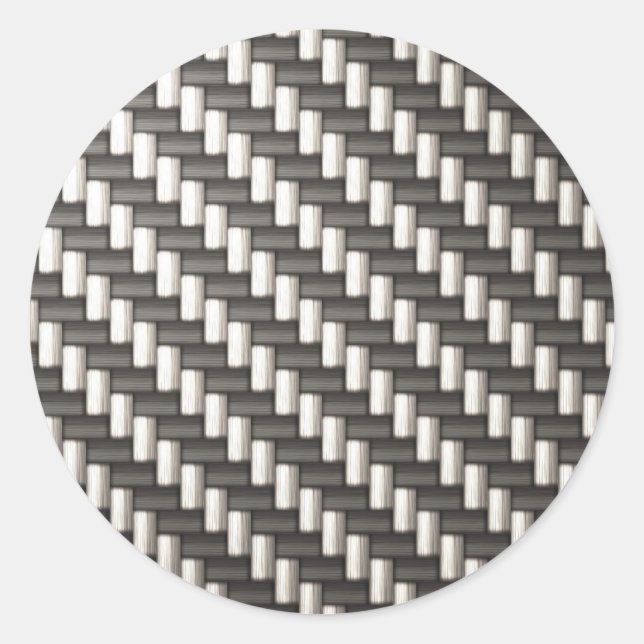Reflective Carbon Fiber Textured Classic Round Sticker (Front)
