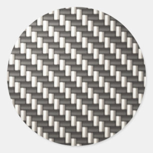 Reflective Carbon Fiber Textured Classic Round Sticker