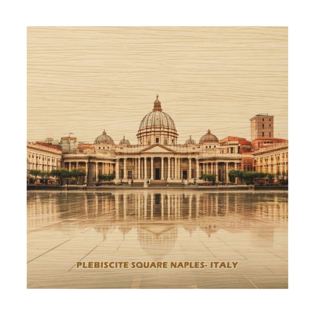 Reflective Grandeur: Plebiscito Square on Wood Wood Wall Art (Front)