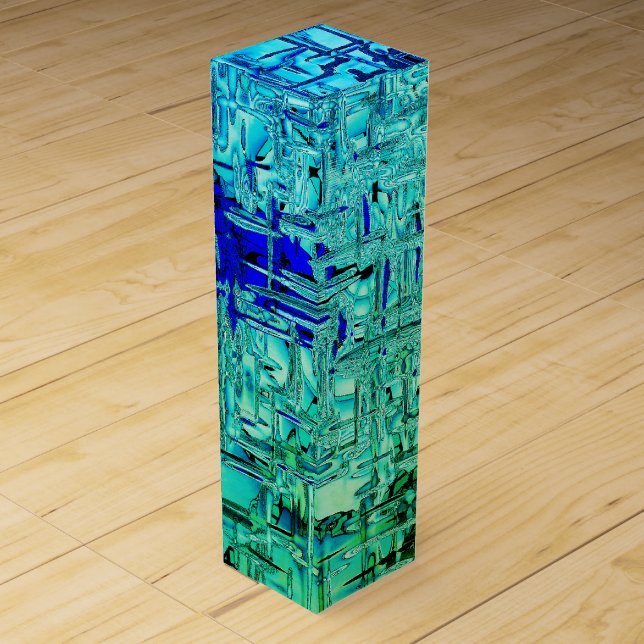 Reflective Green & Blue Metal Gift Box (Front)
