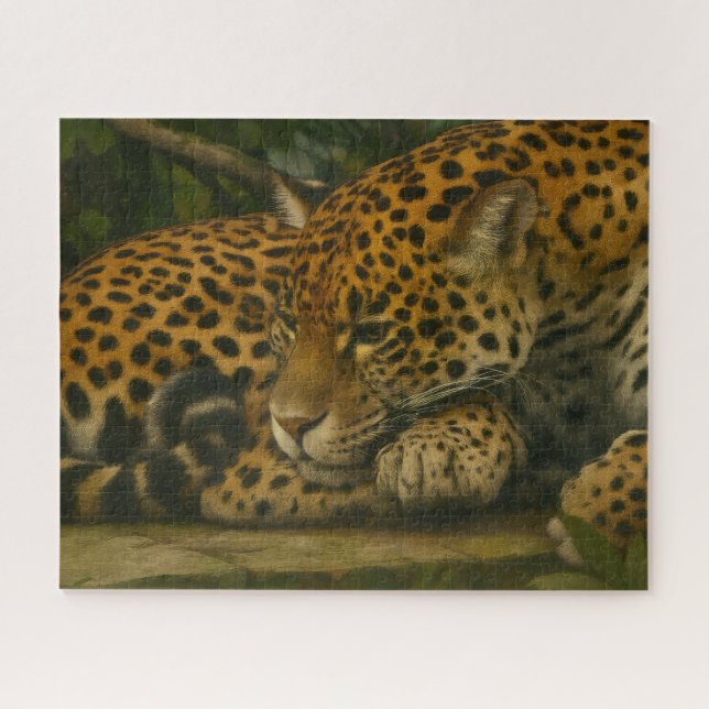 Reflective Jaguar – Serene Wildlife Art Print Jigsaw Puzzle (Horizontal)