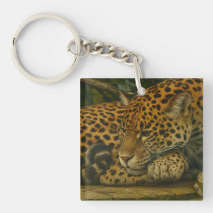 Reflective Jaguar – Serene Wildlife Art Print Keychain