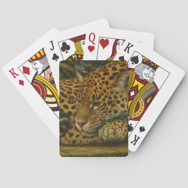 Reflective Jaguar – Serene Wildlife Art Print Poker Cards (Back)
