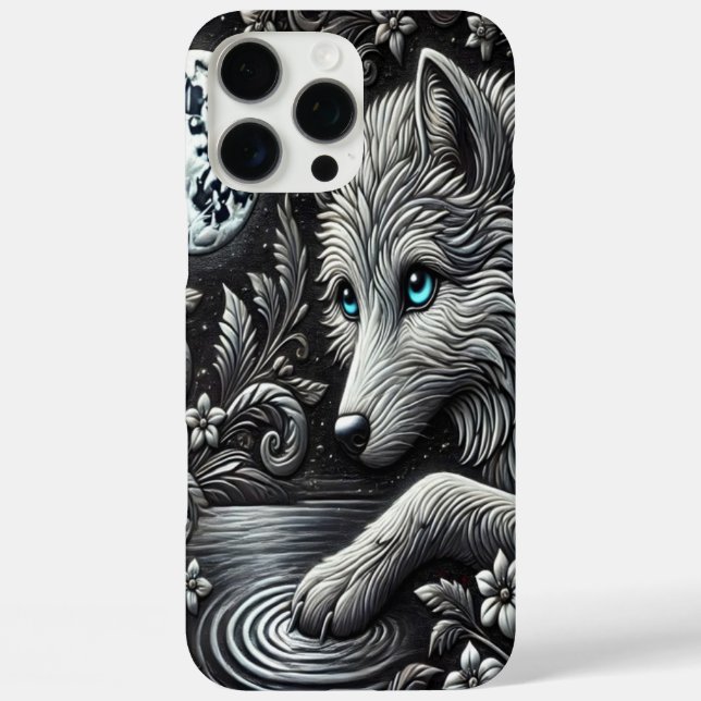 Reflective Moonlit Wolf Artwork Case-Mate iPhone Case (Back)