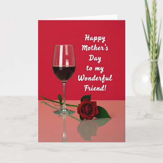 Reflective Red Rose Mothers Day Card (Front)