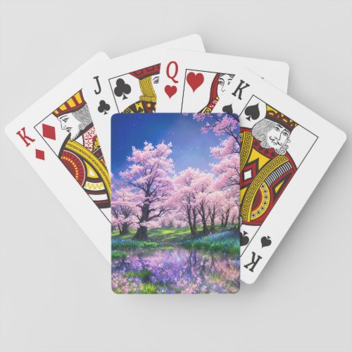 Reflective River and the Blossoming Trees Playing Cards