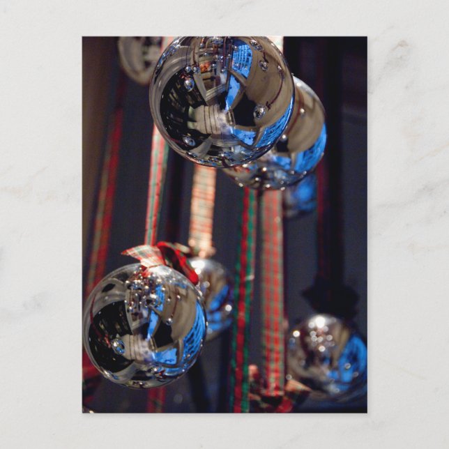 Reflective Silver Christmas Ornaments Postcard (Front)