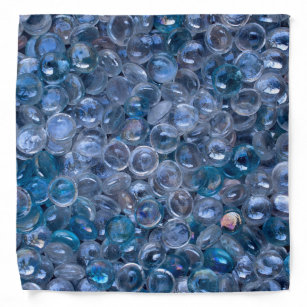 Reflective Watery Blue and Clear Glass Marbles Bandana