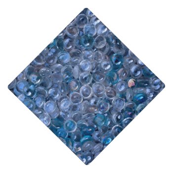 Reflective Watery Blue And Clear Glass Marbles Graduation Cap Topper by ICandiPhoto at Zazzle