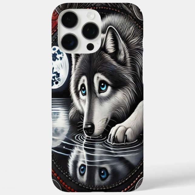 Reflective White Wolf Design Case-Mate iPhone Case (Back)