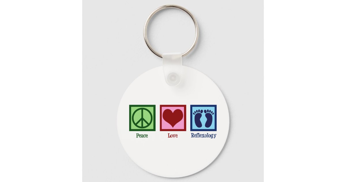 Reflexology Keychains Reflexologist Peace Love Reflexology Foot Massage Keychain | Zazzle