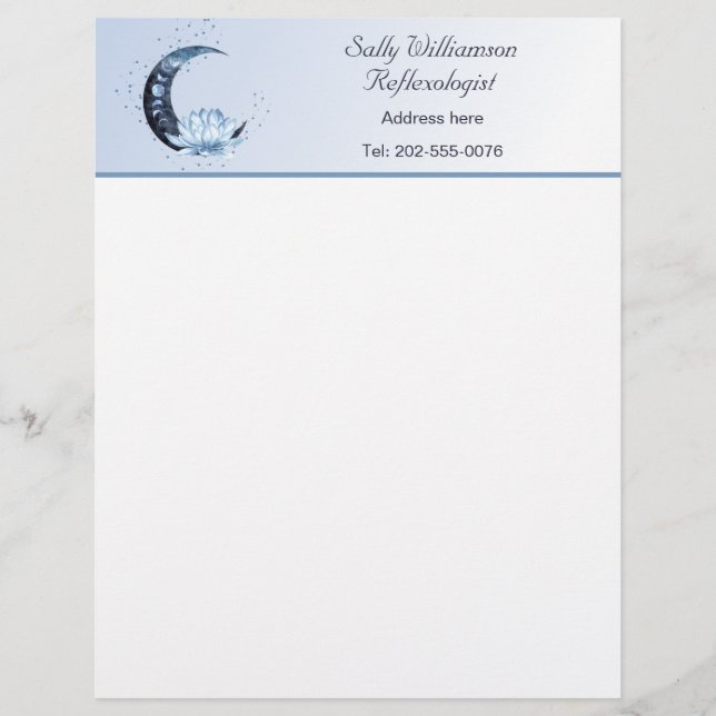 Reflexology Blue Lotus Flower Business  Letterhead (Front)