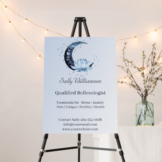 Reflexology Blue Lotus Flower Moon Advertising Foam Board (In Situ (Stand))