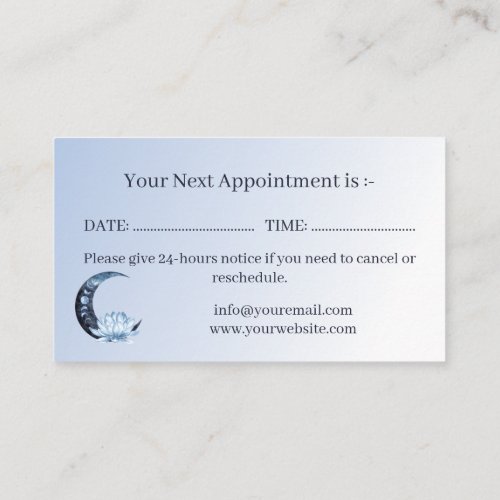 Reflexology Blue Lotus Flower Moon  Appointment Card