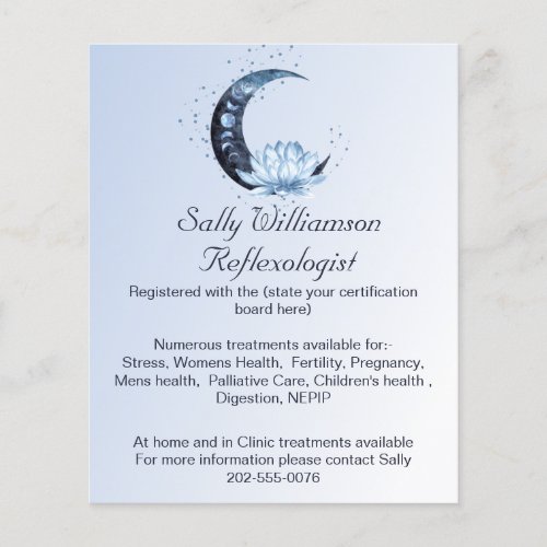 Reflexology Blue Lotus Flower Moon Business Flyer