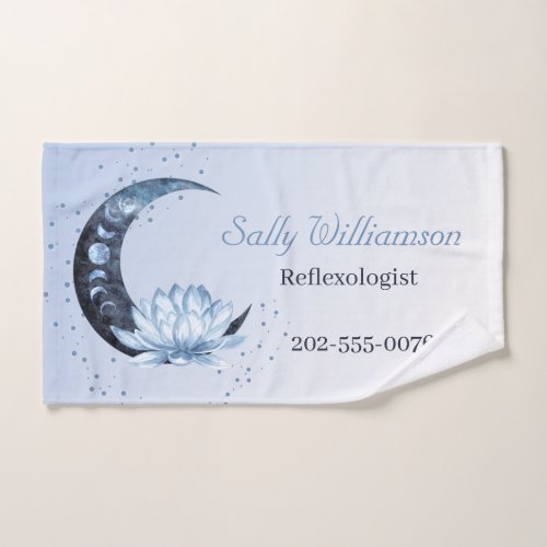 Reflexology Blue Lotus Flower Moon  Hand Towel