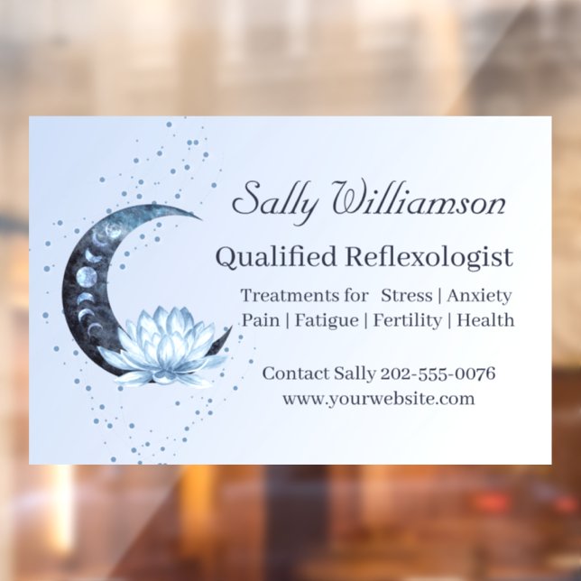 Reflexology Blue Lotus Flower Moon Promotional  Window Cling (Sheet 2)