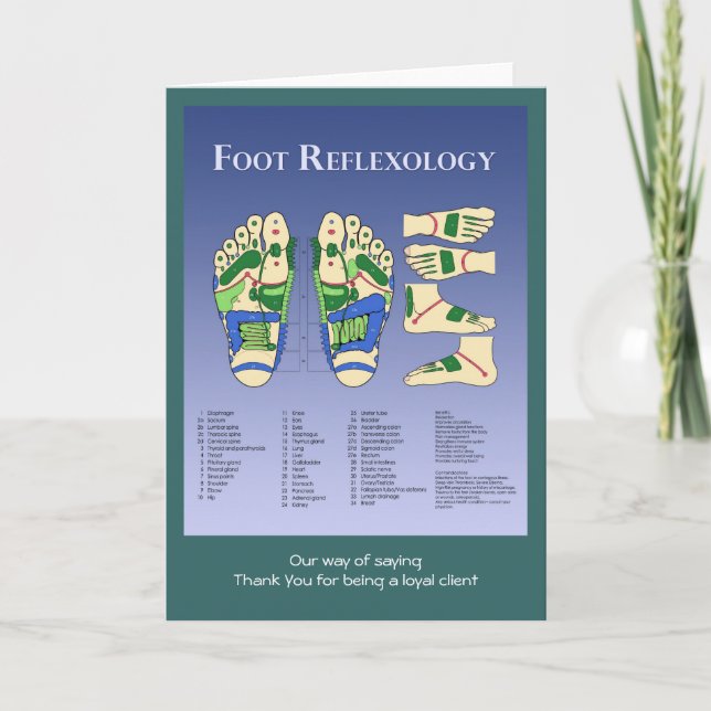Reflexology chart letterpress thank you card (Front)