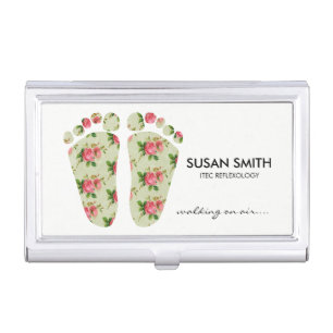 Reflexology floral feet business card holder