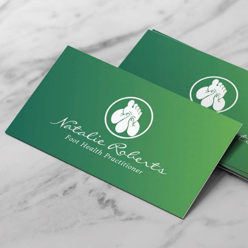 Reflexology Foot Massage Therapy Green Healing Spa Business Card