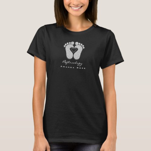 Reflexology Massage Feet Foor SIlver Grey Black T_Shirt