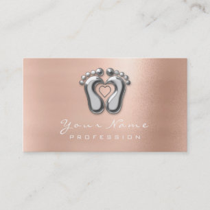 Reflexology Massage Therapist Silver Rose Gold Business Card