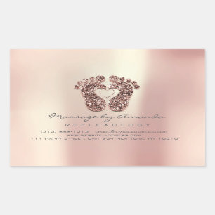 Reflexology Massage Therapy Feet Copper Rose RSVP Rectangular Sticker