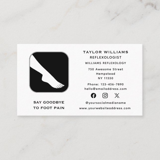 Reflexology Reflexologist Foot Doctor Social Media Business Card (Front)