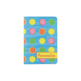 Refresh - Fruity Colorful Polka Dots on Aqua Blue Passport Holder