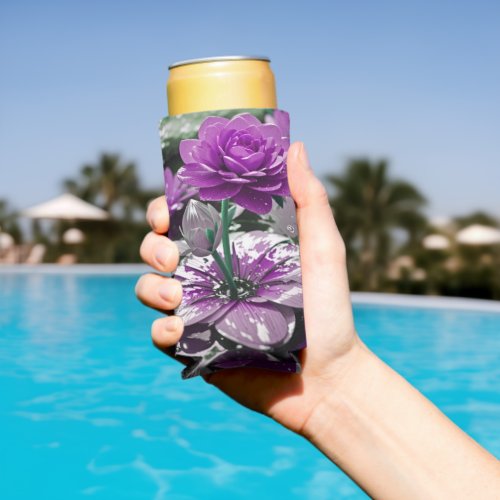 Refresh Your Soul with the Serene Pink Flower Seltzer Can Cooler