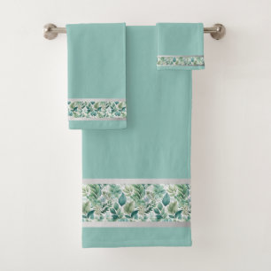 Refresh Your Space Mint Green & Silver Bath Towel Set