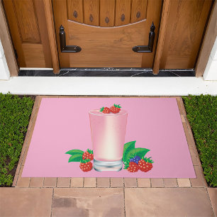Refreshing Berry Smoothie Pink Drink Doormat