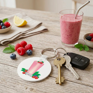Refreshing Berry Smoothie Pink Drink  Keychain