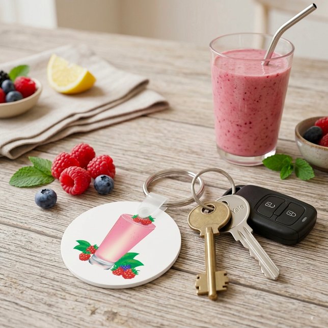 Refreshing Berry Smoothie Pink Drink  Keychain (Creator Uploaded)