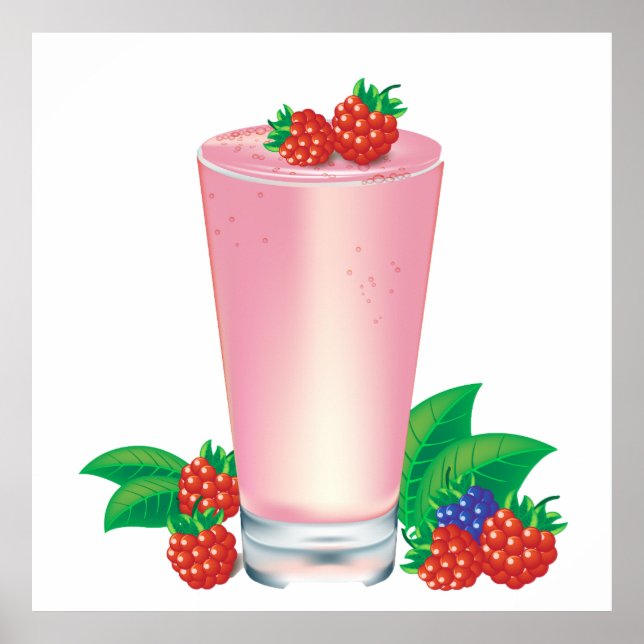 Refreshing Berry Smoothie Pink Drink  Poster (Front)