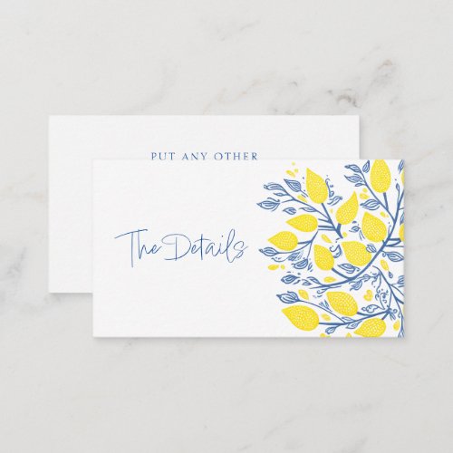 Refreshing blue and yellow lemon vines the details enclosure card