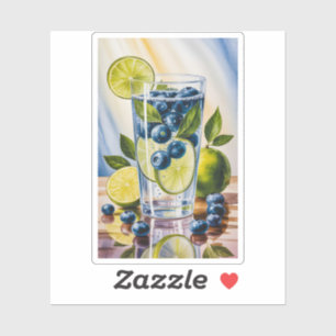 Refreshing Blueberry Lime Sparkling Water Summer Sticker