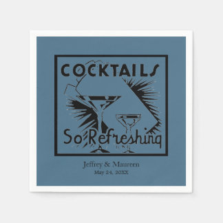 Refreshing Cocktails Teal Blue Party Napkins