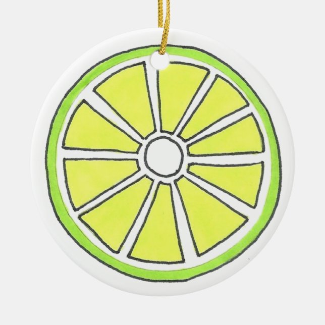 Refreshing Florida Key Lime Citrus Fruit Slice Ceramic Ornament (Front)