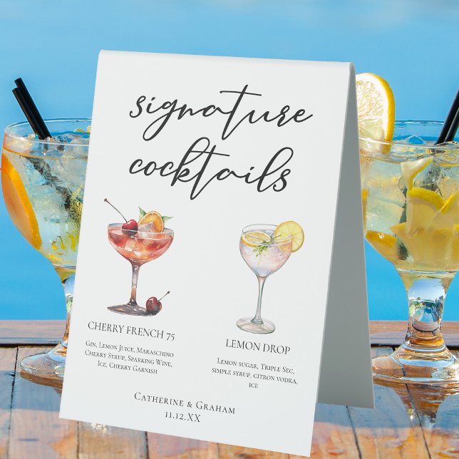 Refreshing Fruit Signature Cocktails Wedding Menu Table Tent (Creator Uploaded)