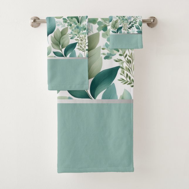 Refreshing Green Leaves Bath Towel Set (Insitu)