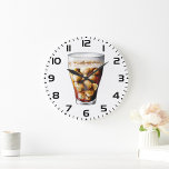 Refreshing Ice-Cold Soda Drink with Bubbles  Large Clock<br><div class="desc">Elevate your space with a touch of sophisticated fun! Our clock features a striking graphic of a glass brimming with ice and a refreshing alcoholic drink, perfectly captured and set against a stylish backdrop. This design not only adds a lively, playful element to any room but also keeps you on...</div>