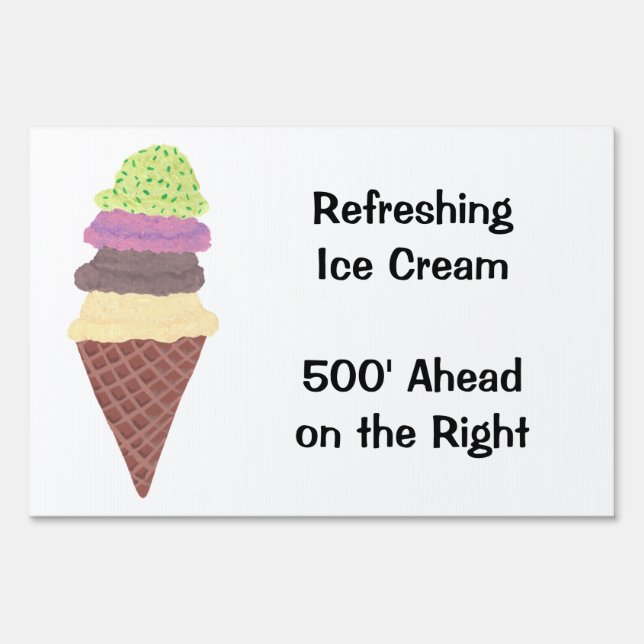 Refreshing Ice Cream Ahead Yard Signs Template (Front)