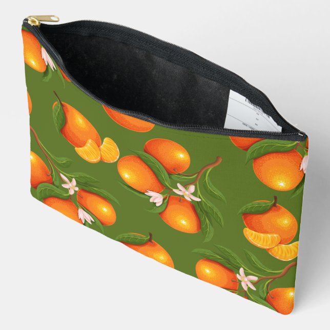 Refreshing Large Oranges Pattern Accessory Pouch (Open)