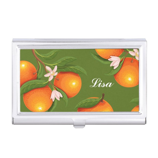 Refreshing Large Oranges Pattern Business Card Case (Front)
