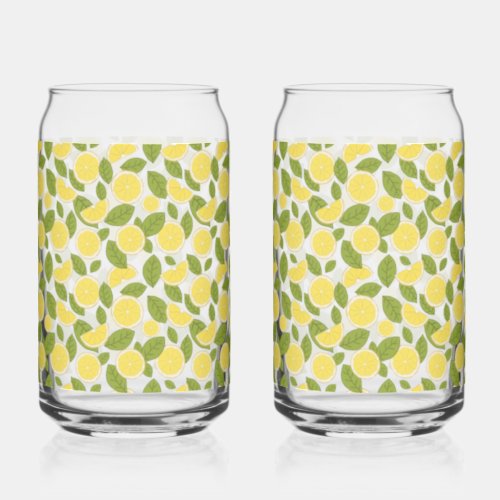 Refreshing Lemon Pattern Can Glass