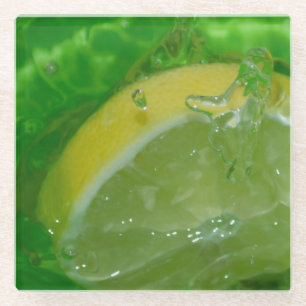 Refreshing Lemon Splash  Glass Coaster