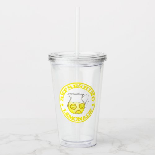 Refreshing Lemonade Yellow Lemon Ade Pitcher Acrylic Tumbler