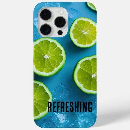 Refreshing Lime Slices and Ice on Blue  iPhone 15 Pro Max Case